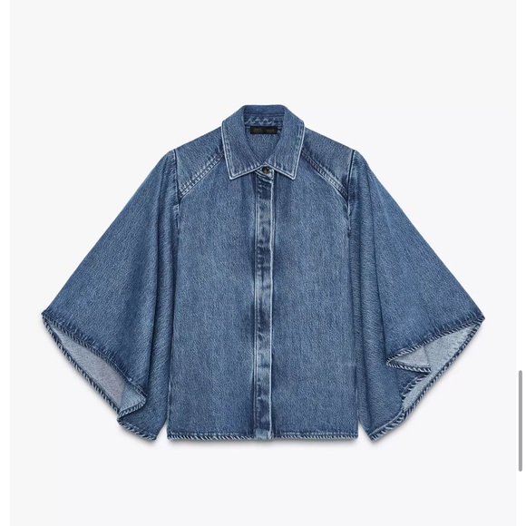 ZARA ZW Collection Lapel-collar shirt with kimono-style cap sleeves Size XL NWT - Picture 7 of 11